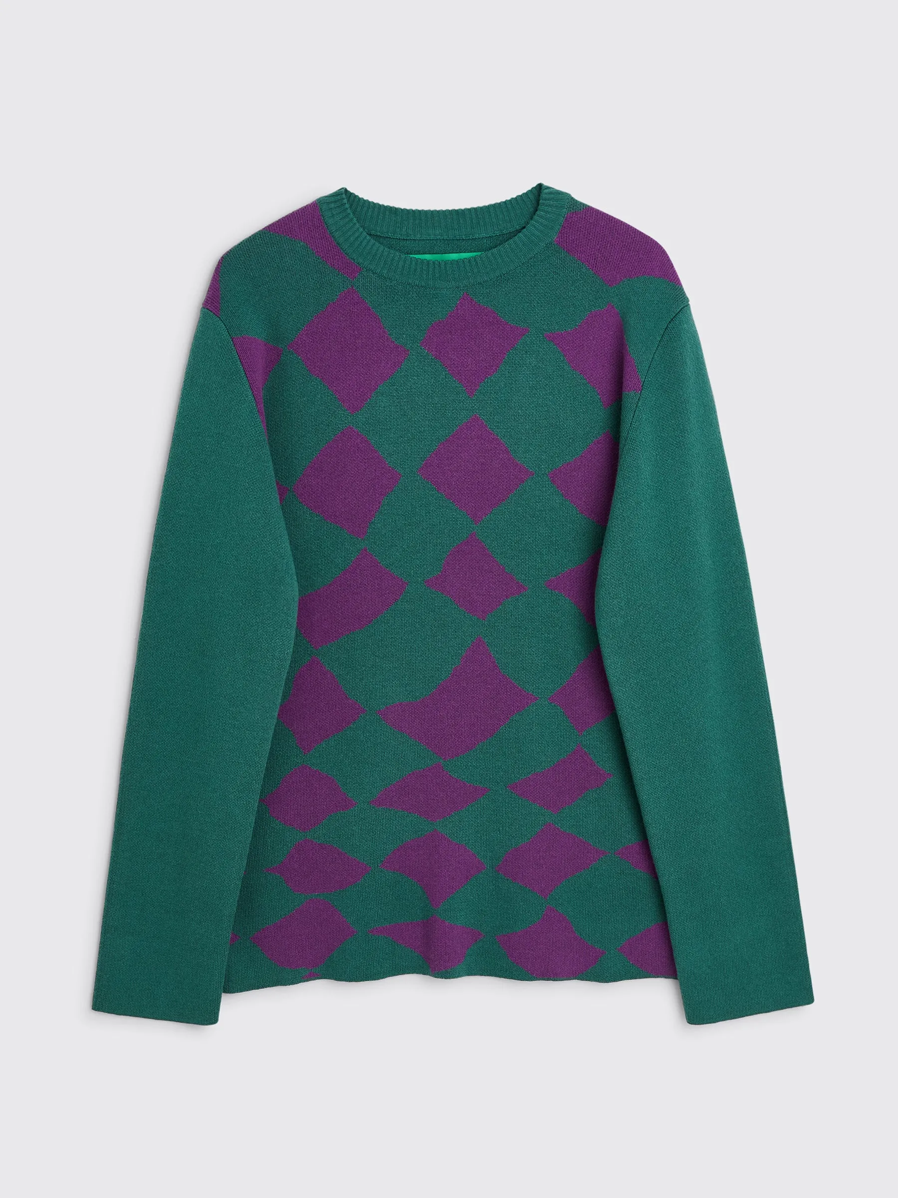 TRÈS BIEN everywear Pattern Knitted Sweatshirt Cotton Cashmere Green / Purple