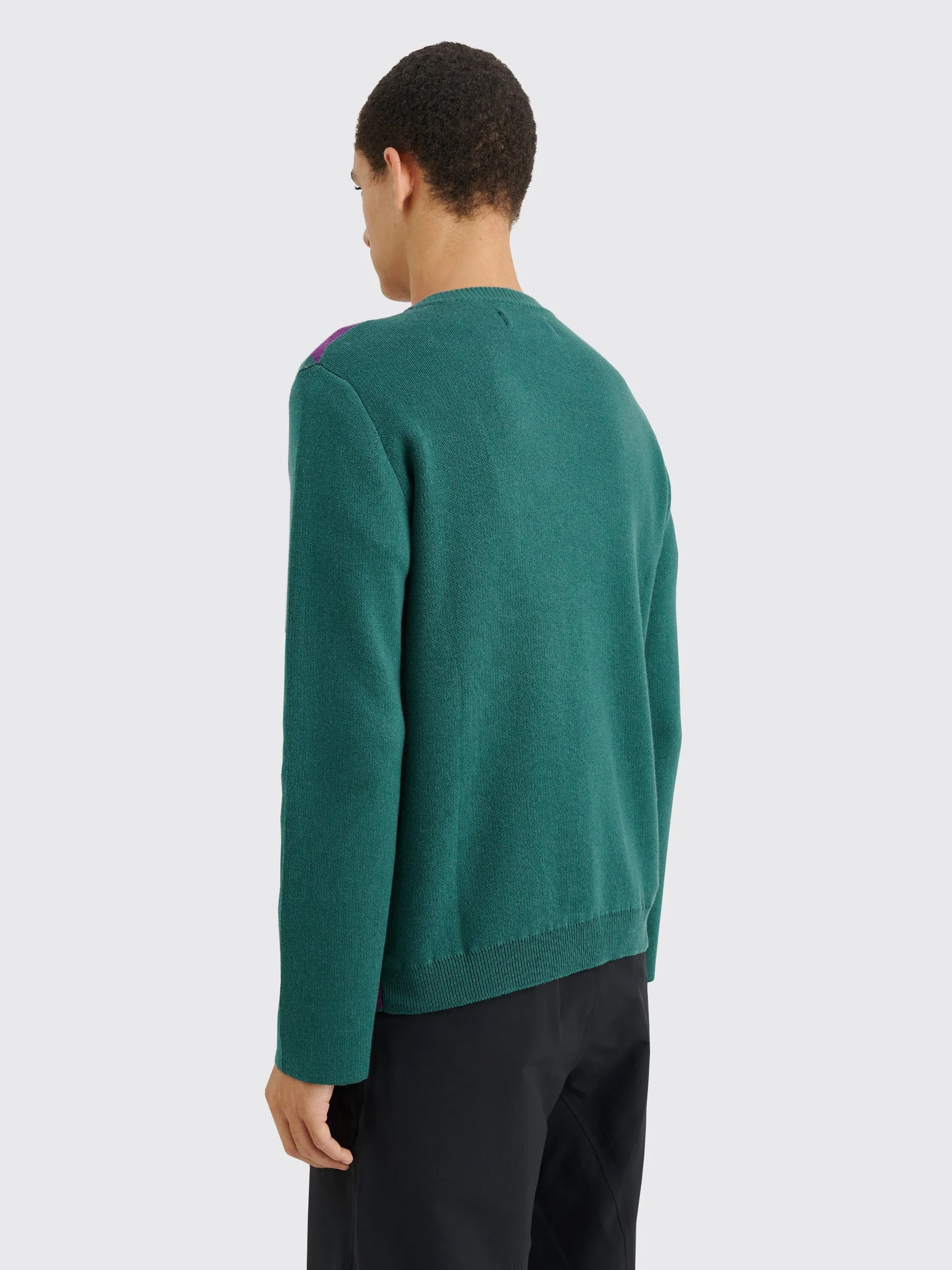 TRÈS BIEN everywear Pattern Knitted Sweatshirt Cotton Cashmere Green / Purple