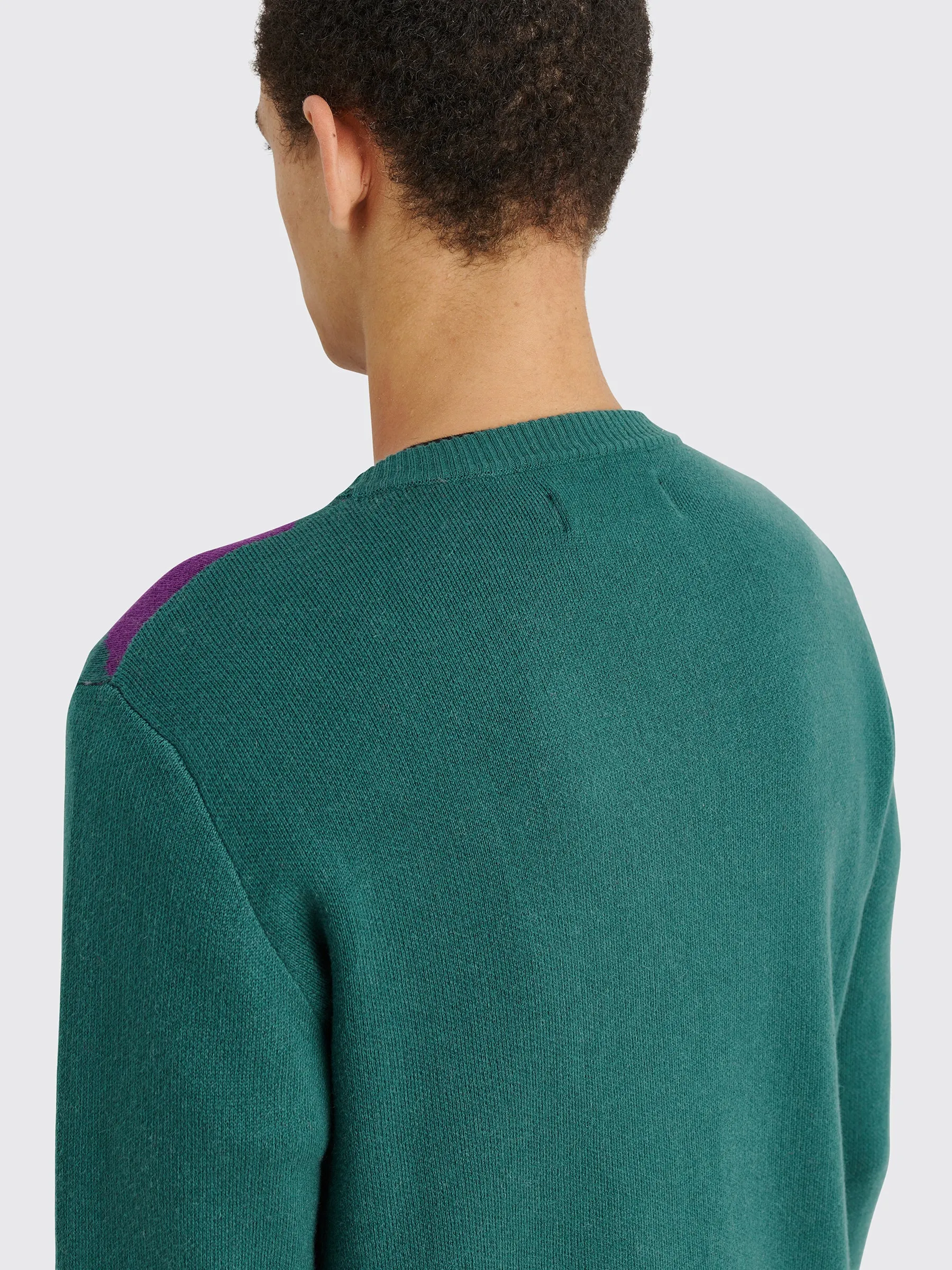 TRÈS BIEN everywear Pattern Knitted Sweatshirt Cotton Cashmere Green / Purple