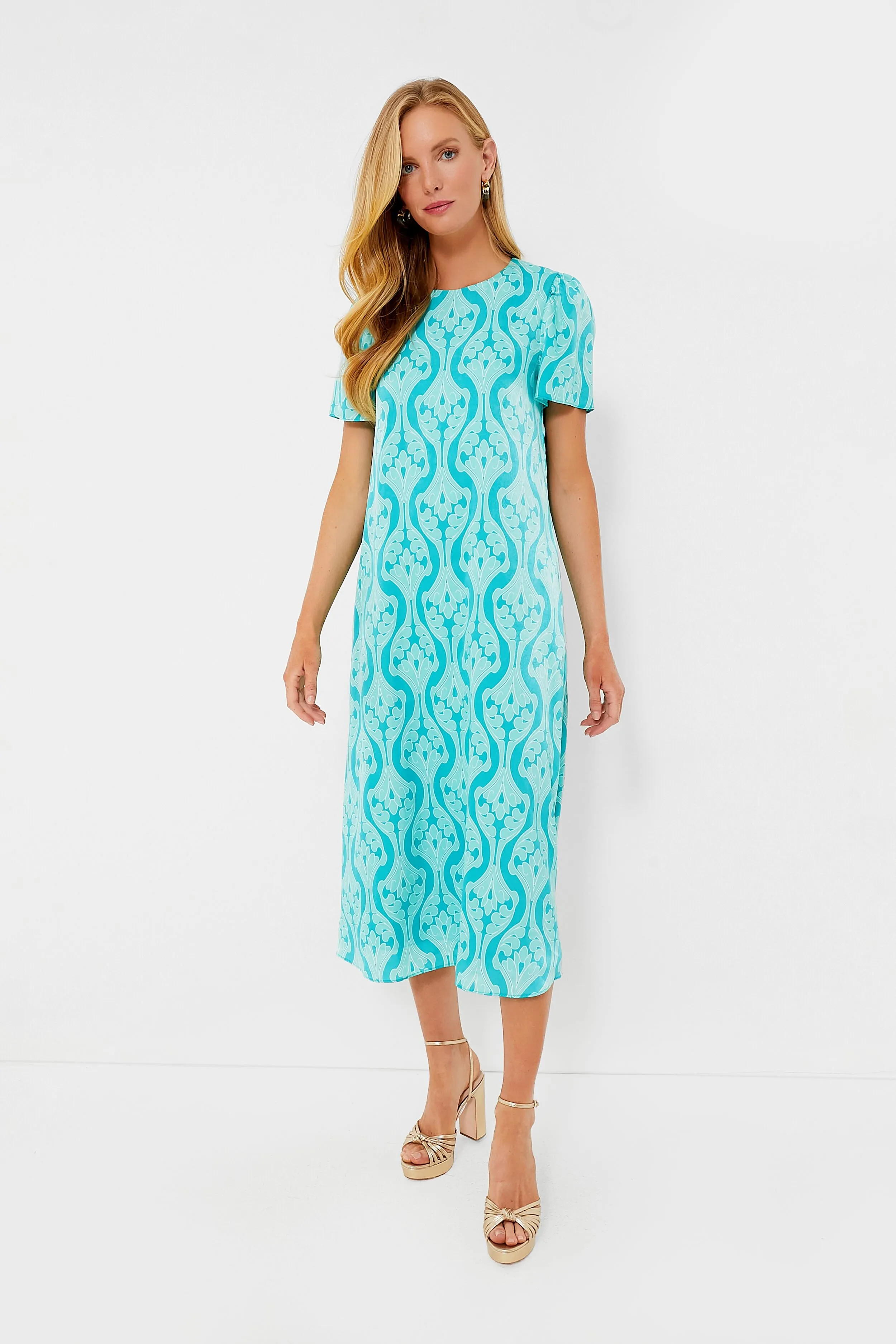 Turquoise Print Farah Maxi Dress