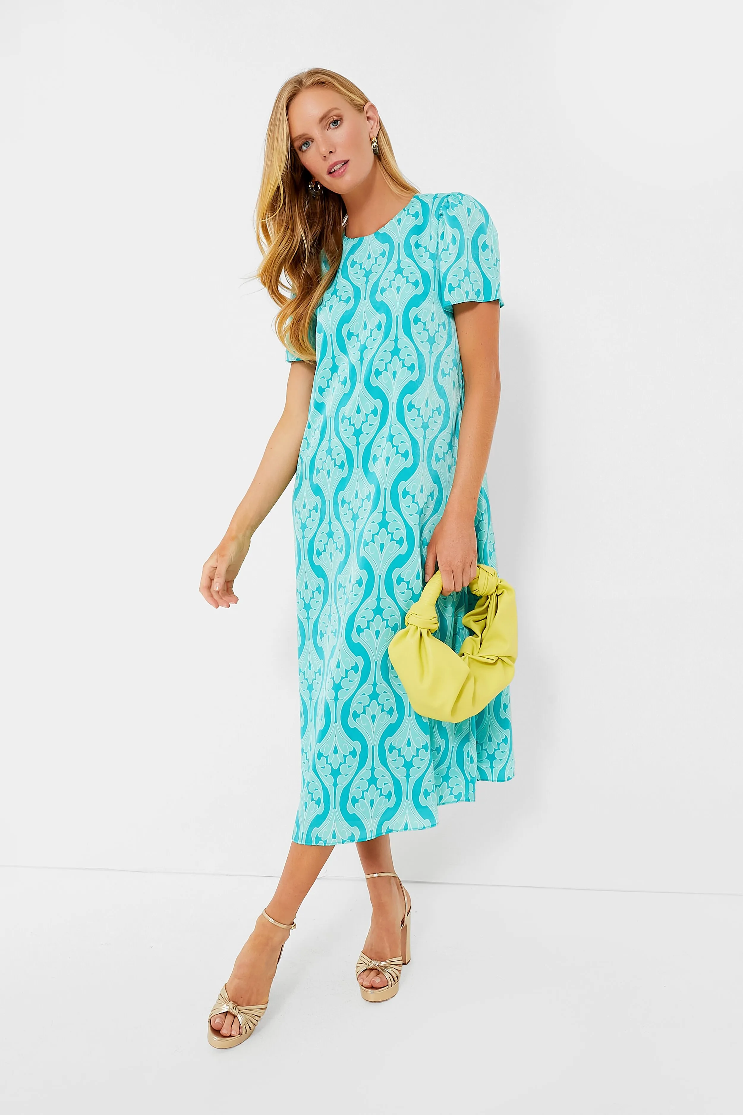 Turquoise Print Farah Maxi Dress