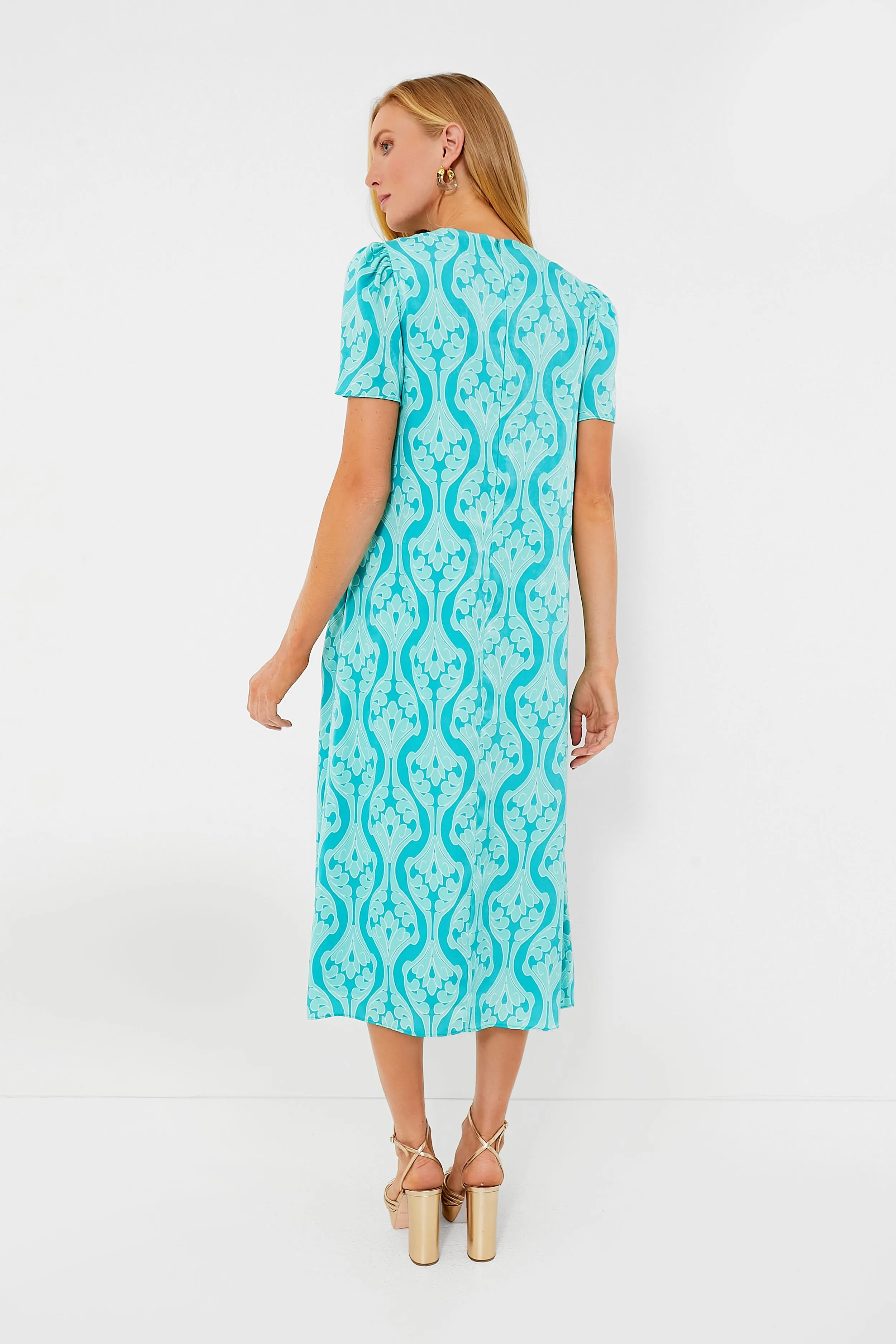 Turquoise Print Farah Maxi Dress