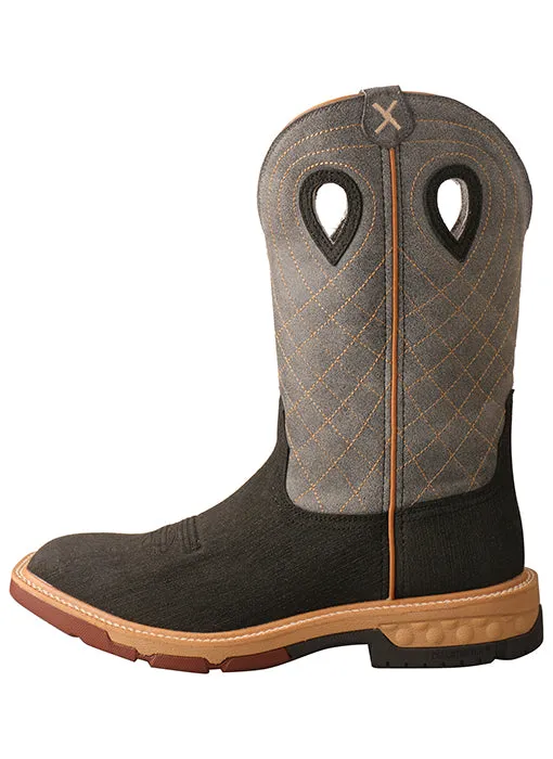 Twisted X Men's Alloy Toe Western Work Boot - CellStretch-Brown/Grey