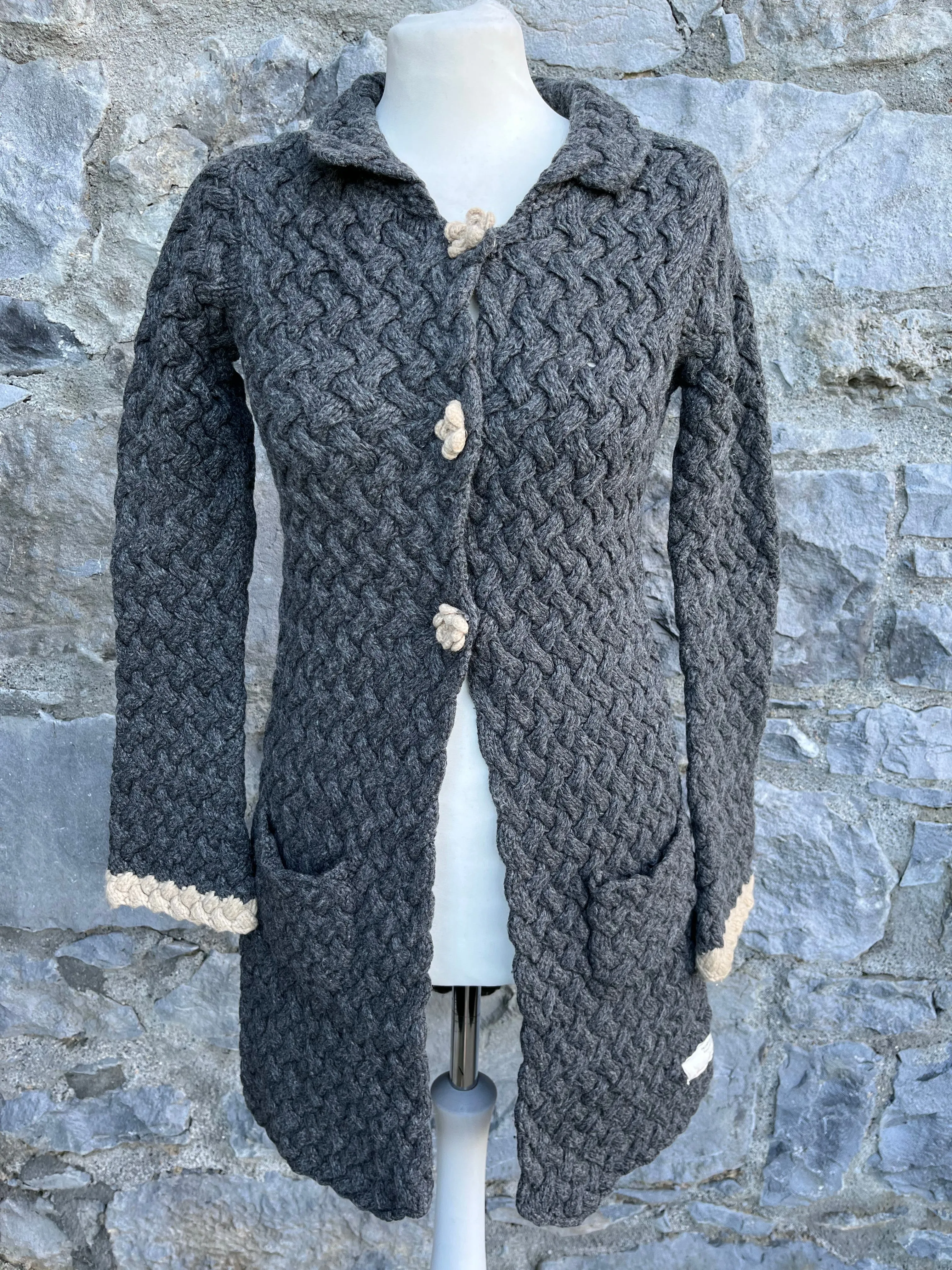 UK 6 grey cardigan coat