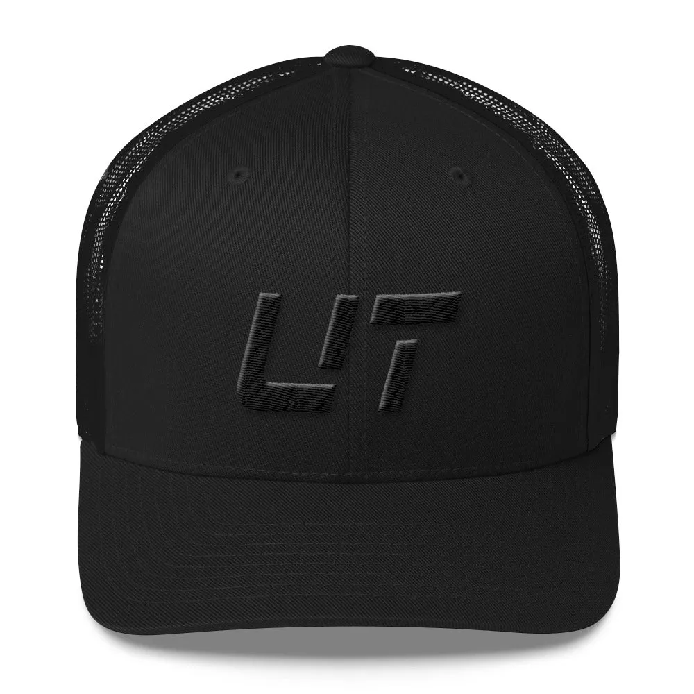 Utah Trucker Cap - Mesh Back Style - Black Embroidery - UT - Choose from Various Hat Colors