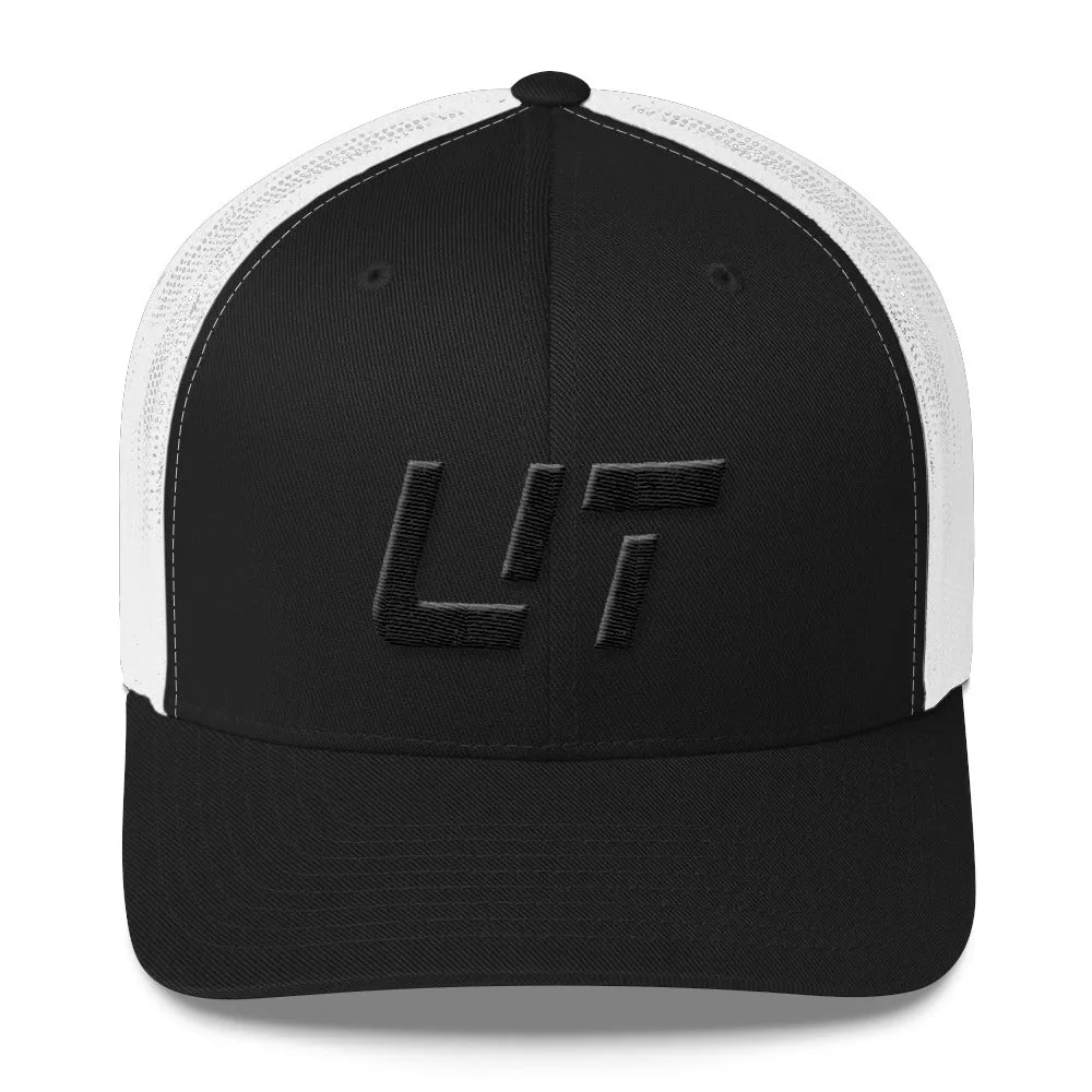 Utah Trucker Cap - Mesh Back Style - Black Embroidery - UT - Choose from Various Hat Colors