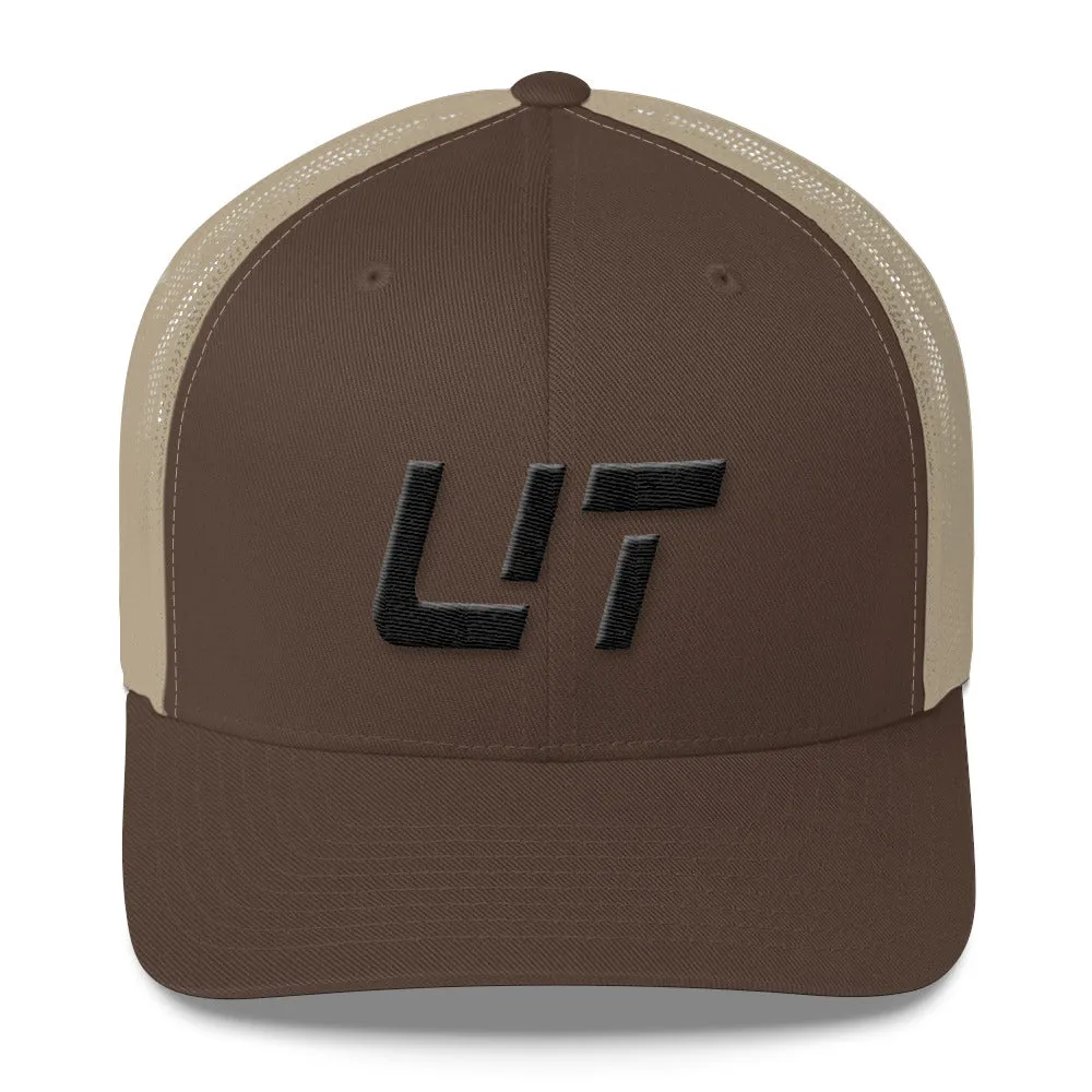 Utah Trucker Cap - Mesh Back Style - Black Embroidery - UT - Choose from Various Hat Colors