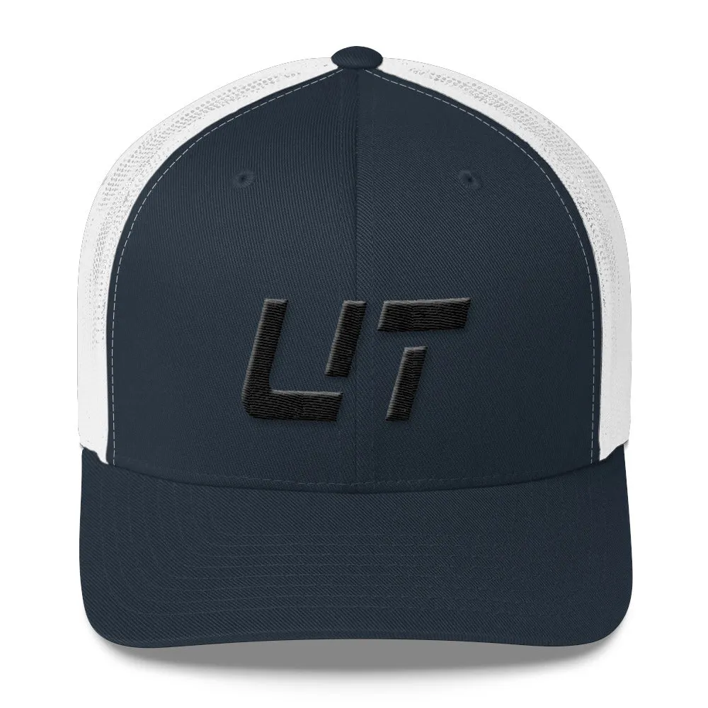 Utah Trucker Cap - Mesh Back Style - Black Embroidery - UT - Choose from Various Hat Colors