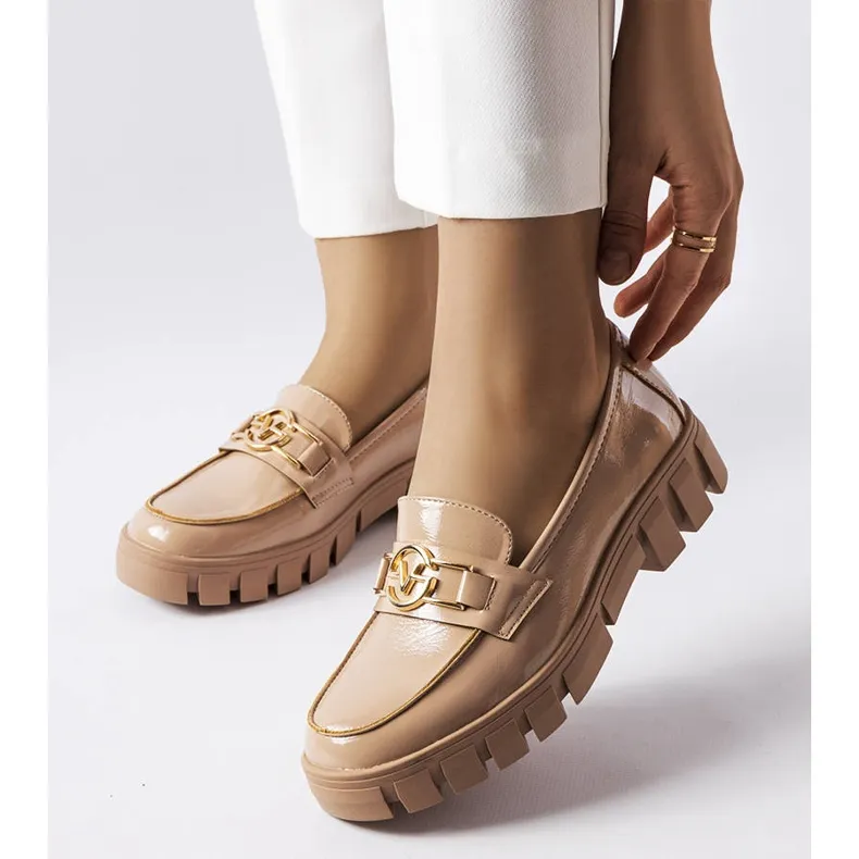 Vinceza Beige Lacquered Moccasins Venezia