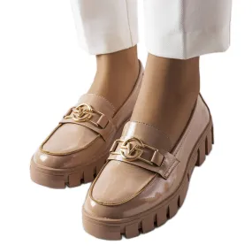 Vinceza Beige Lacquered Moccasins Venezia