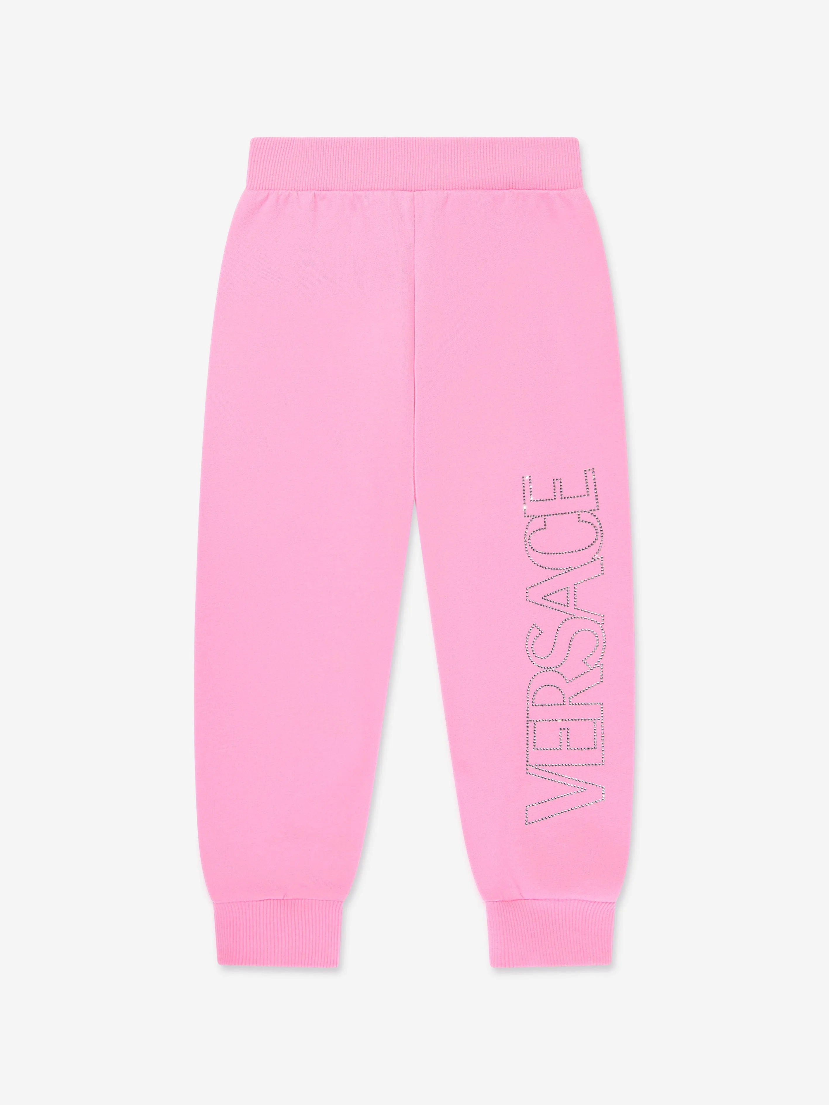 Versace Girls Crystal Logo Joggers in Pink