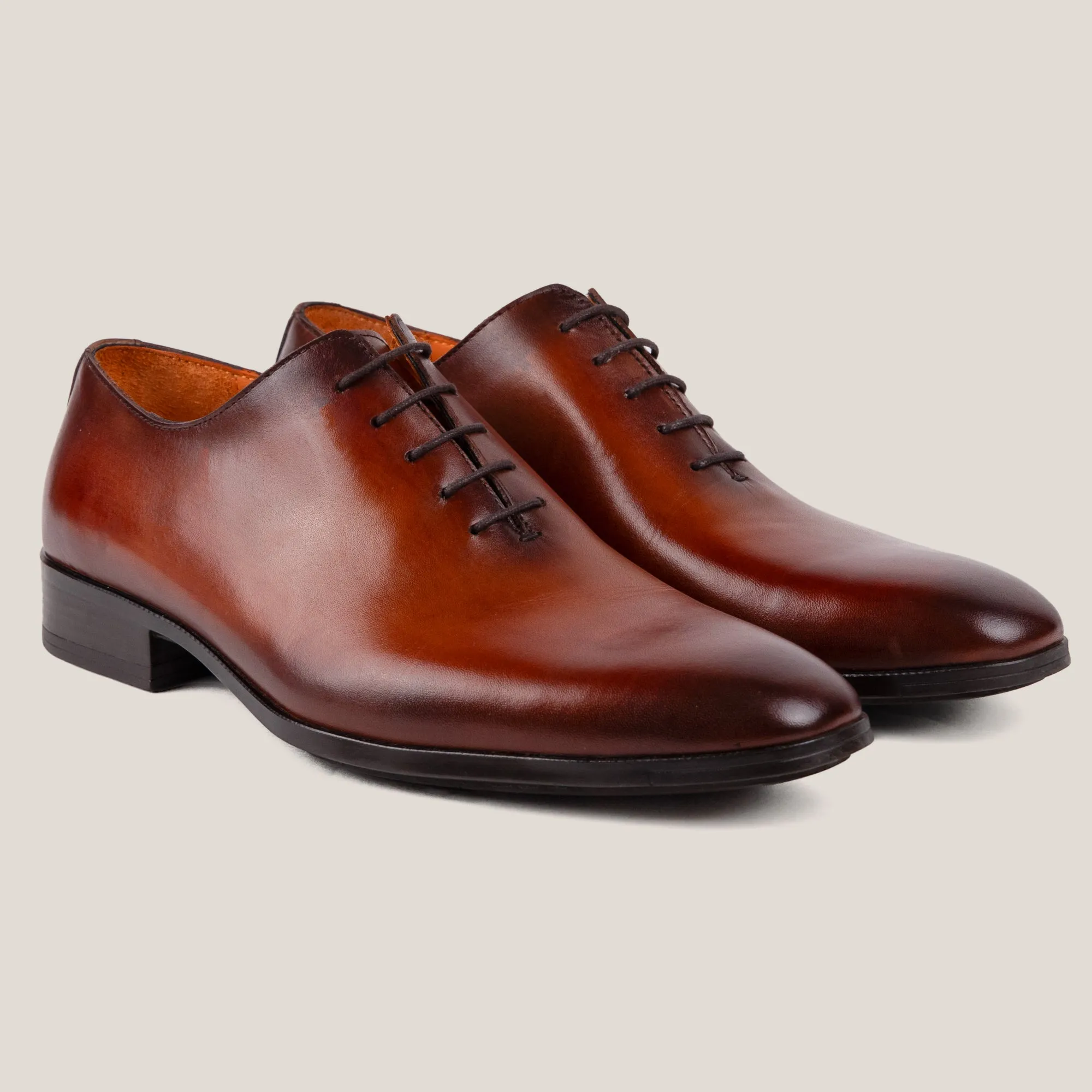 Vienna24 Cognac Patina Leather Wholecut Oxfords