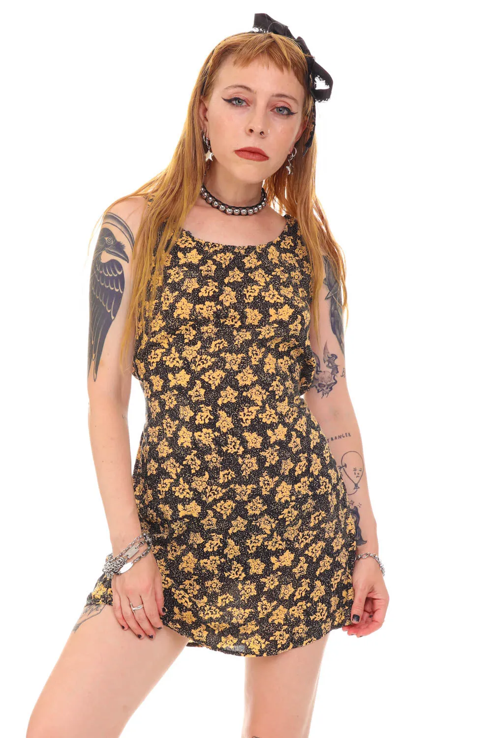 Vintage 90's Delicate Floral Tank Dress - XS/S