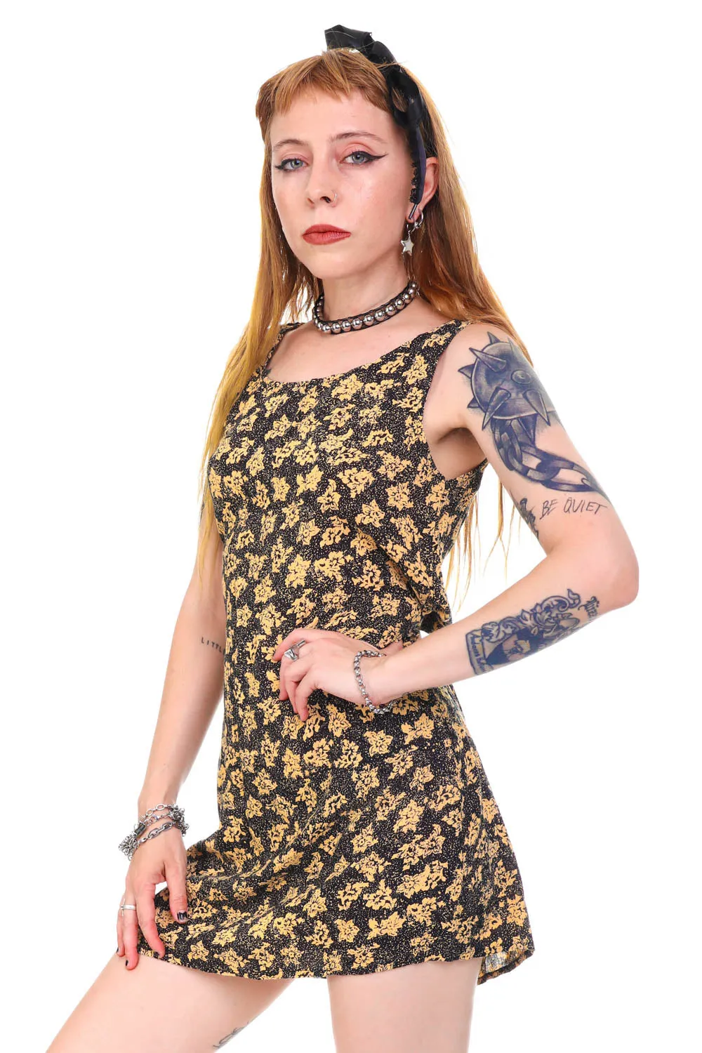 Vintage 90's Delicate Floral Tank Dress - XS/S