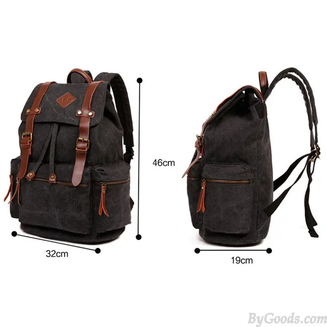 Vintage Outdoor Backpack Climbing Rucksack with Large Capacity, PU Leather Detail, Durable Canvas, School Bag