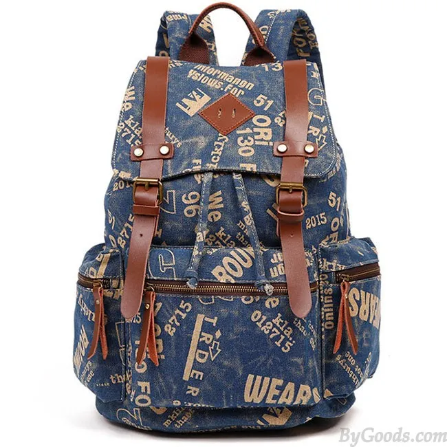 Vintage Outdoor Backpack Climbing Rucksack with Large Capacity, PU Leather Detail, Durable Canvas, School Bag