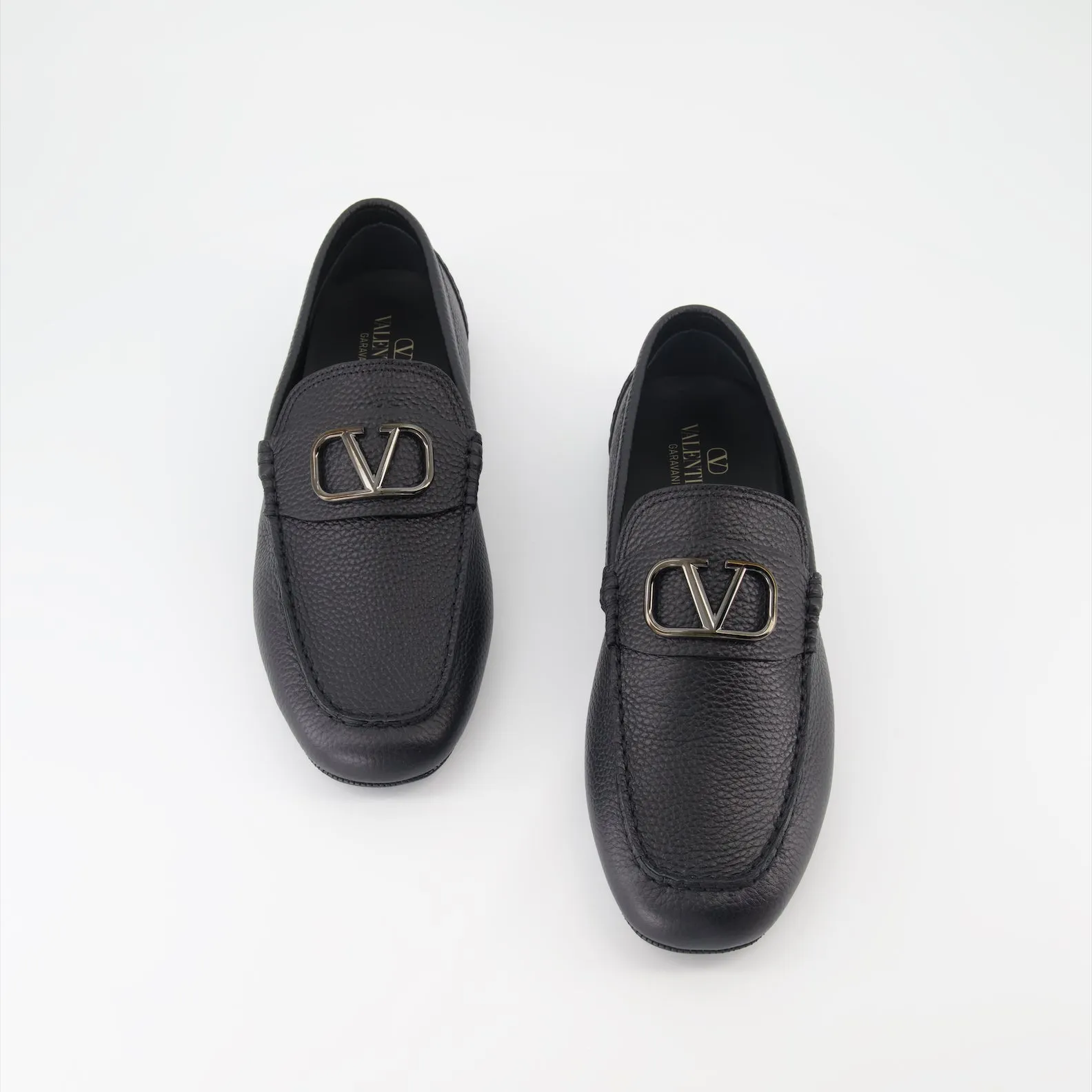 VLogo Leather Moccasins