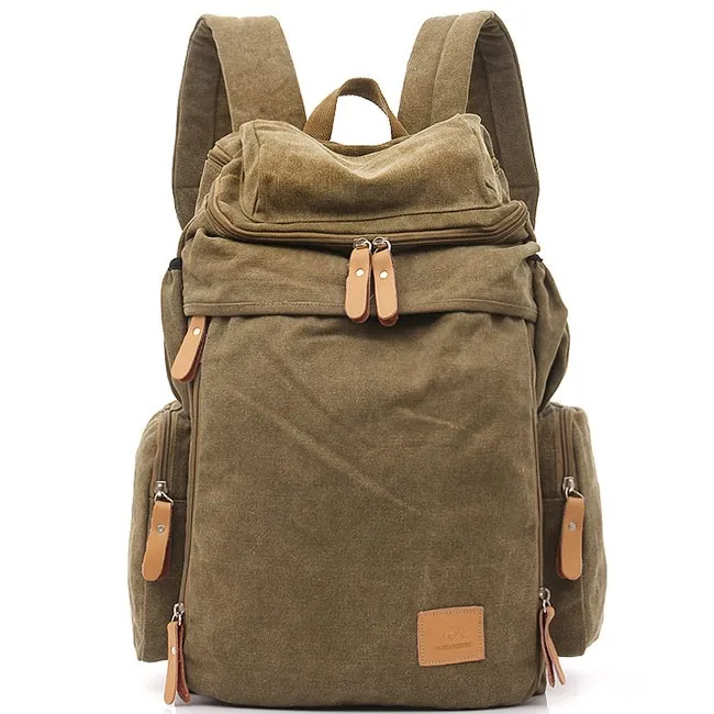 Washed Canvas Travel Backpack with Large Capacity and Vintage Style