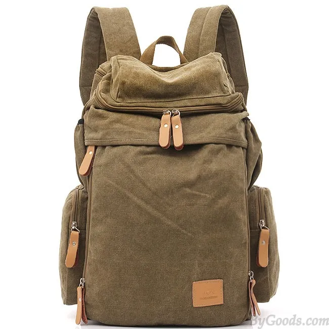 Washed Canvas Travel Backpack with Large Capacity and Vintage Style