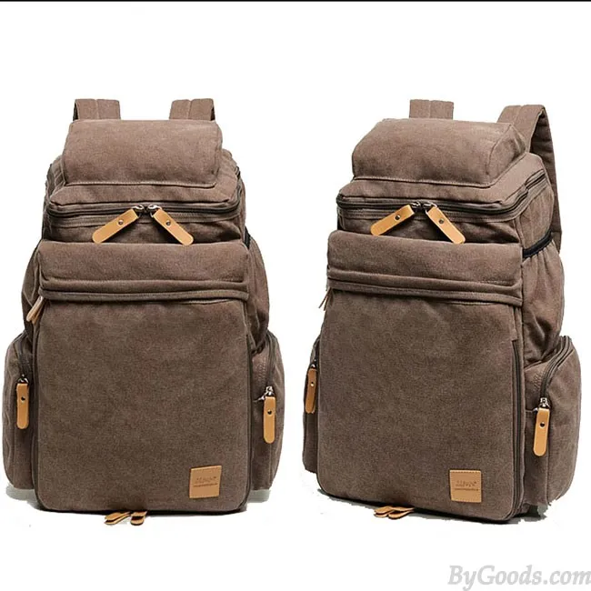 Washed Canvas Travel Backpack with Large Capacity and Vintage Style