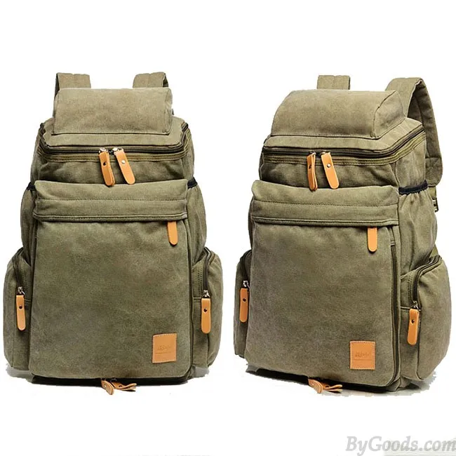 Washed Canvas Travel Backpack with Large Capacity and Vintage Style