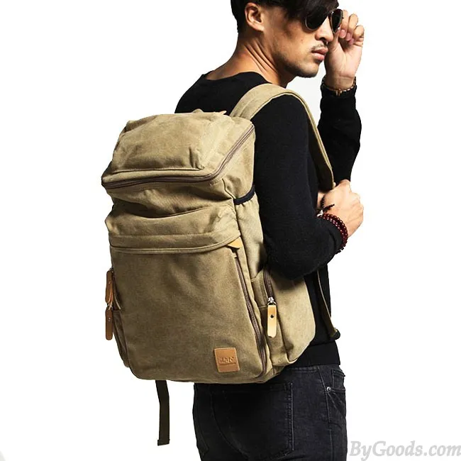 Washed Canvas Travel Backpack with Large Capacity and Vintage Style