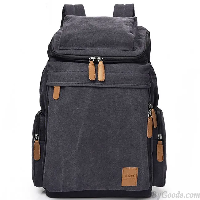 Washed Canvas Travel Backpack with Large Capacity and Vintage Style