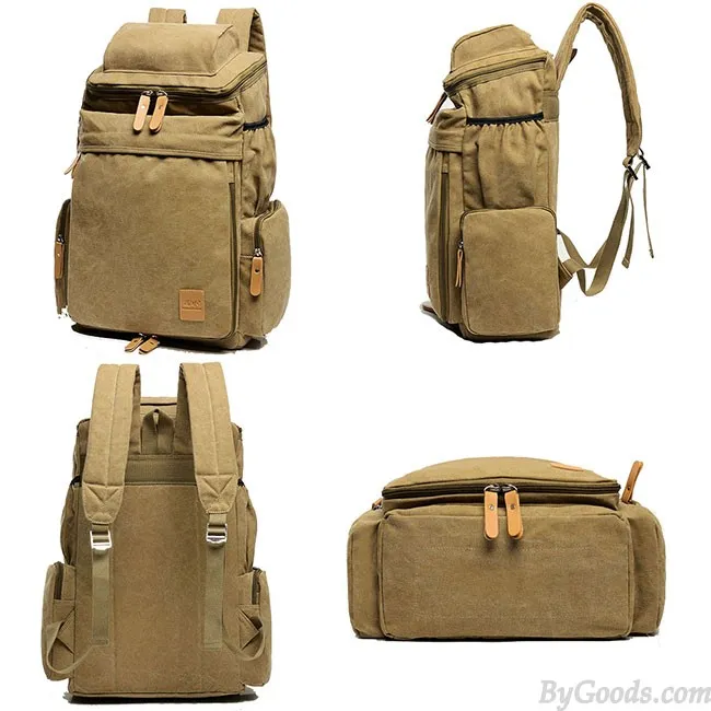 Washed Canvas Travel Backpack with Large Capacity and Vintage Style