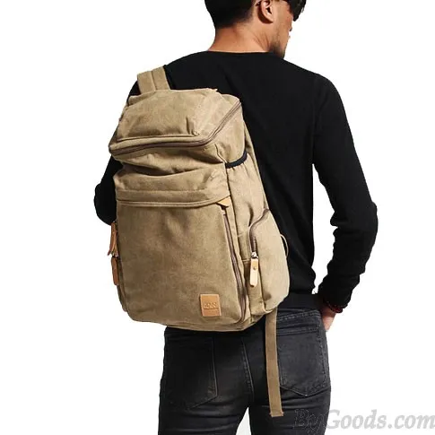 Washed Canvas Travel Backpack with Large Capacity and Vintage Style