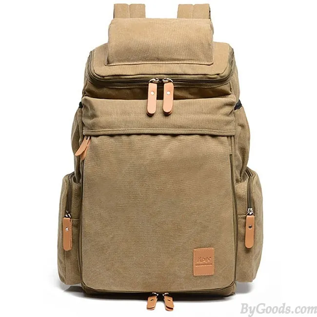 Washed Canvas Travel Backpack with Large Capacity and Vintage Style