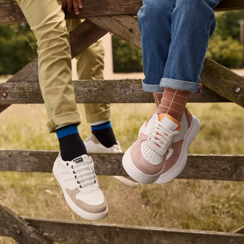 White & Pink Suede Trainers