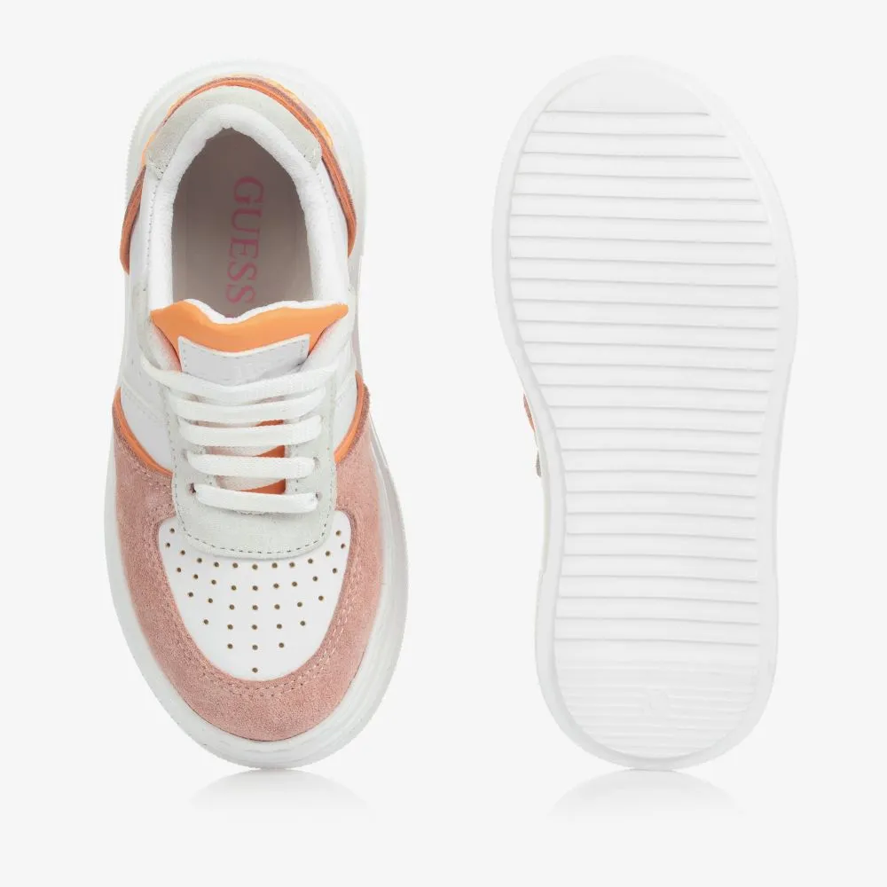 White & Pink Suede Trainers