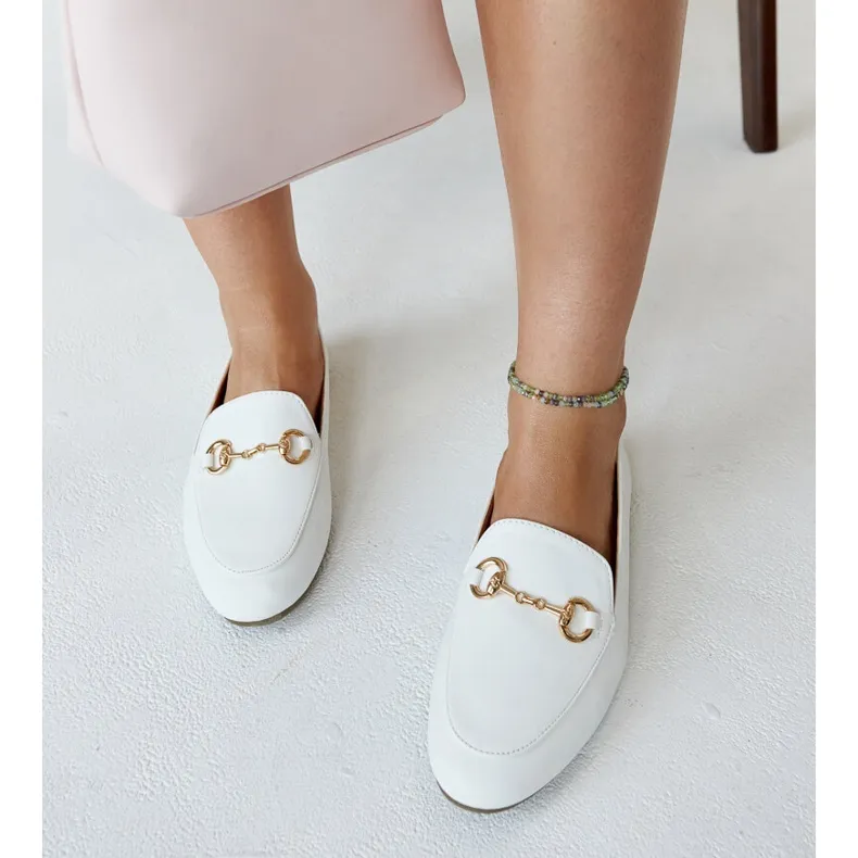 White buckle moccasins Erminia