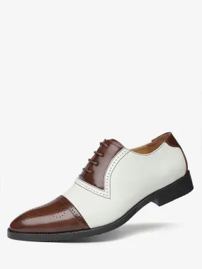 White formal wedding dress Oxfords with cap toe brogue