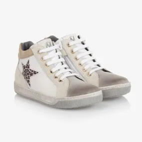 White Leather Hi-Top Trainers