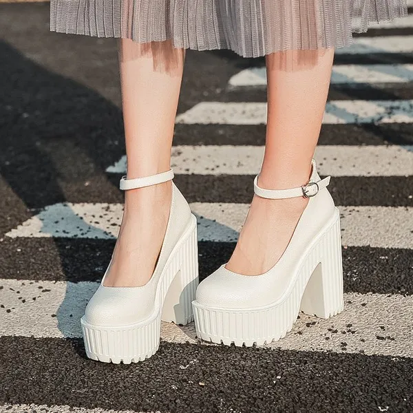 White Mary Jane Lolita Platforms