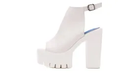 White Gothic Peep Toe Sling Back Platforms