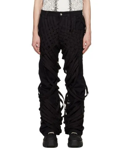 Who Decides War Black Interwoven Trousers