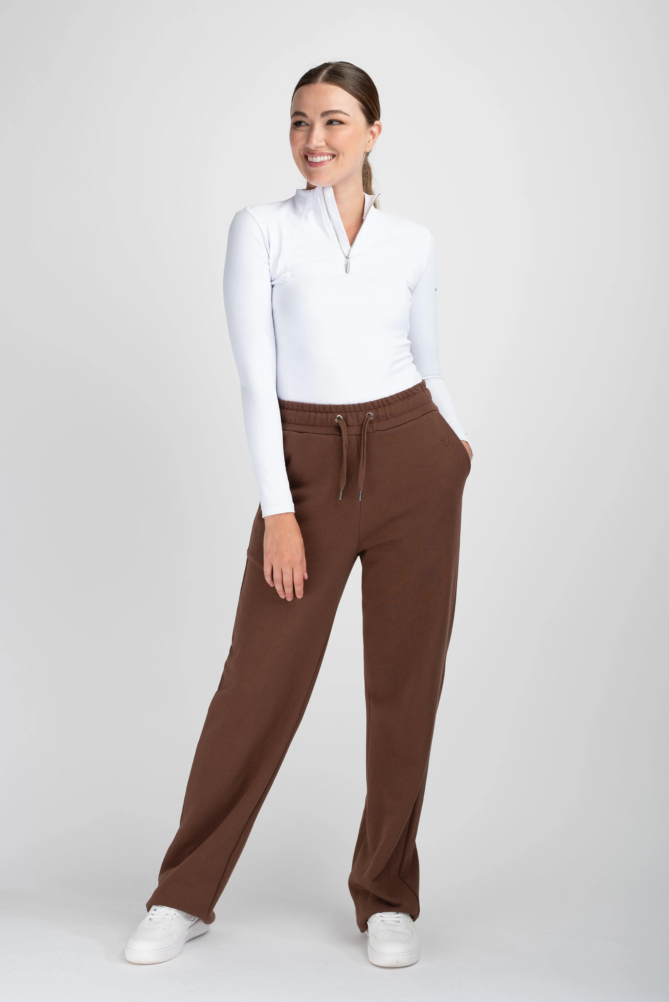 Wide Leg Joggers in Chocolate Brown