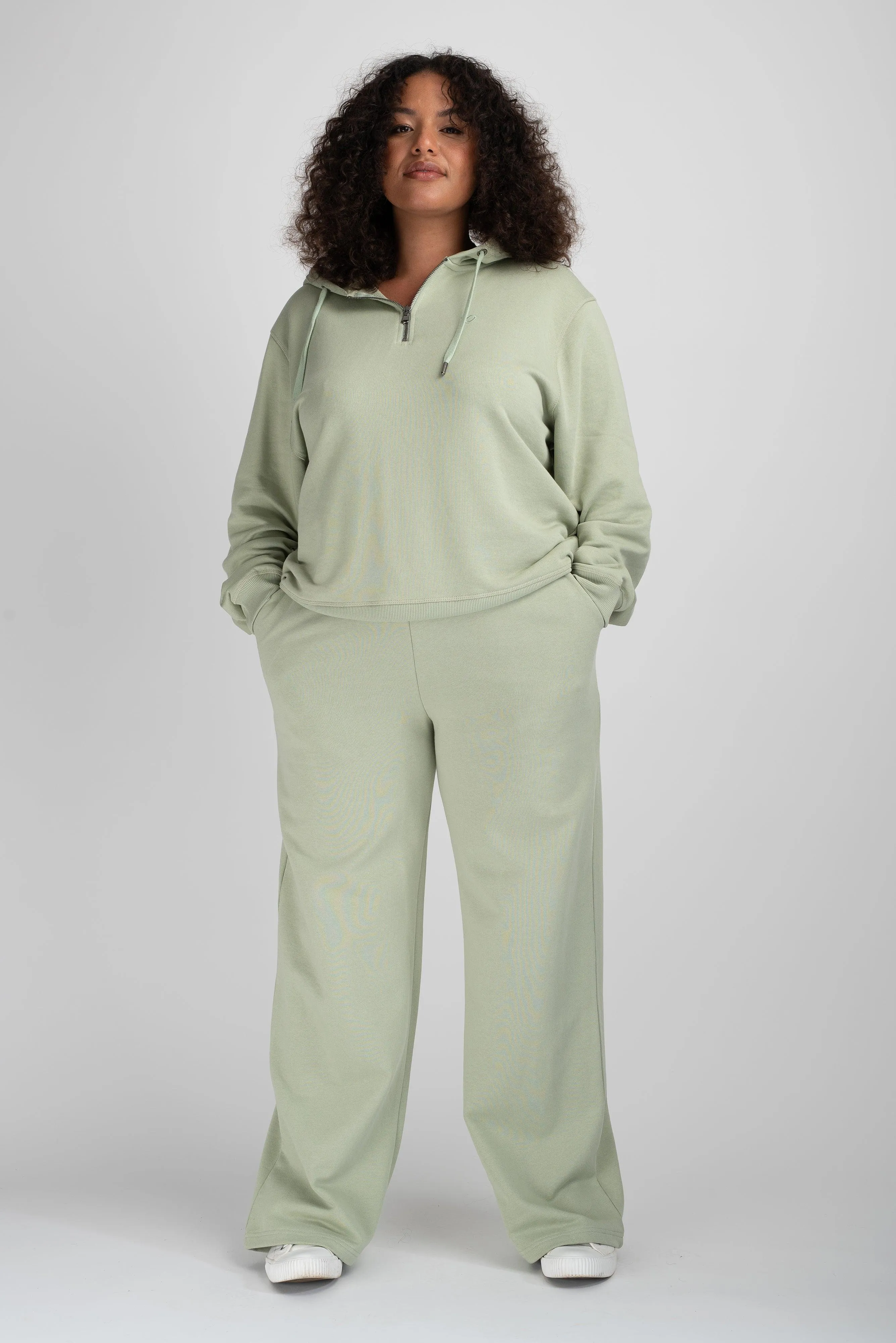 Wide Leg Joggers in Sage Green