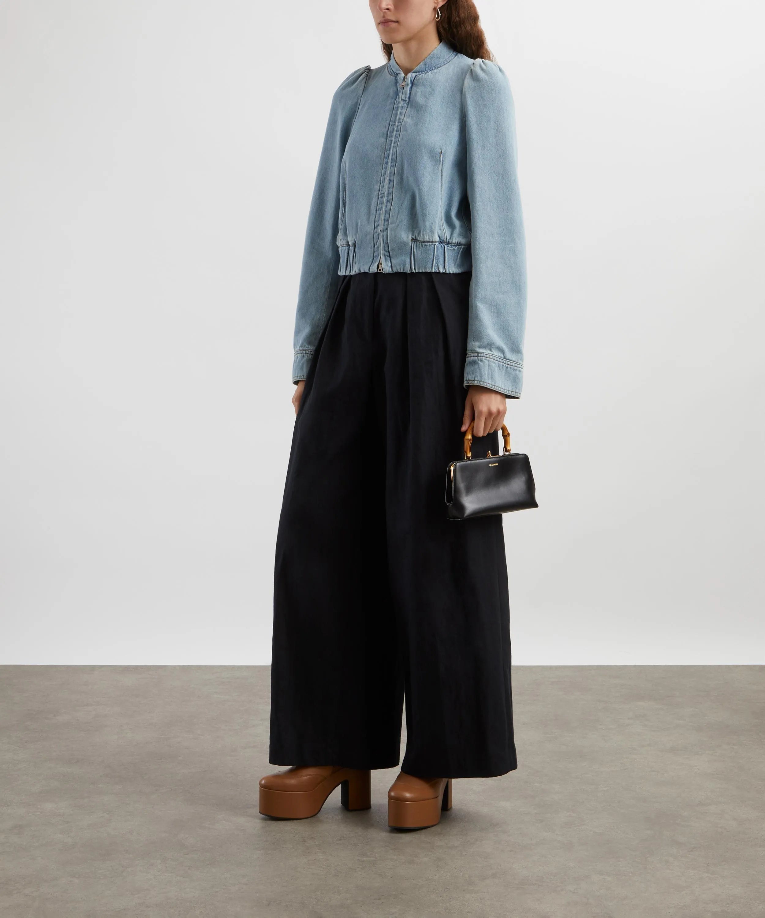 Wide Pleated Cotton-Linen Gabardine Trousers