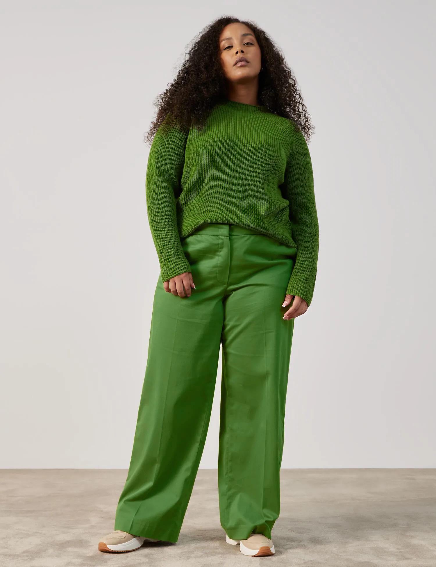 Wide trousers in stretch cotton, Carlotta