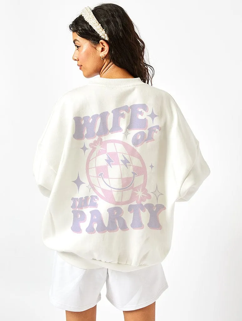 Wife Of The Party Sweatshirt In Ecru