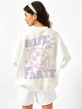 Wife Of The Party Sweatshirt In Ecru