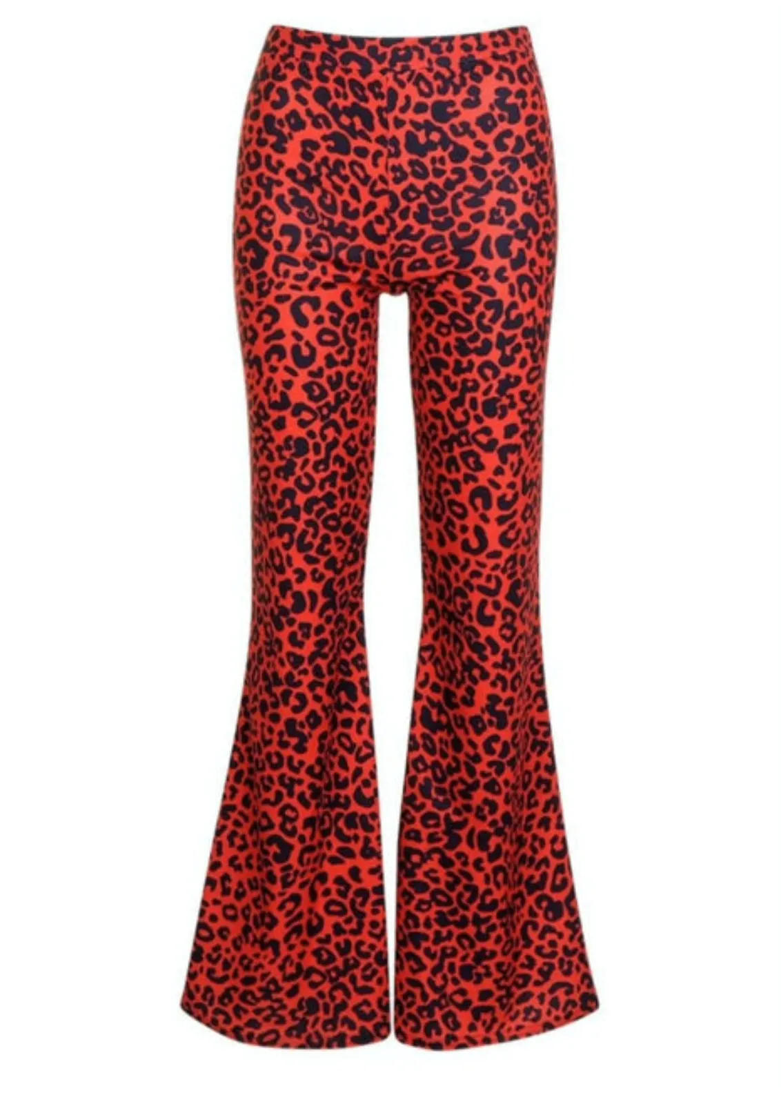 Wild Thing Red Leopard Print Bell Bottoms Flare Trousers