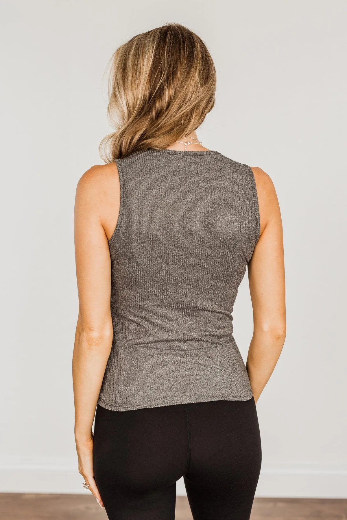 Charcoal Ribbed Knit Tank Top