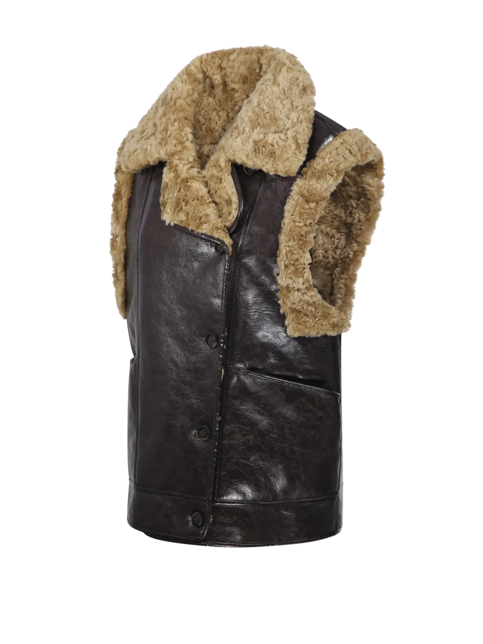 Woman DARK BROWN Polyurethane Fur Coat URBANCODE