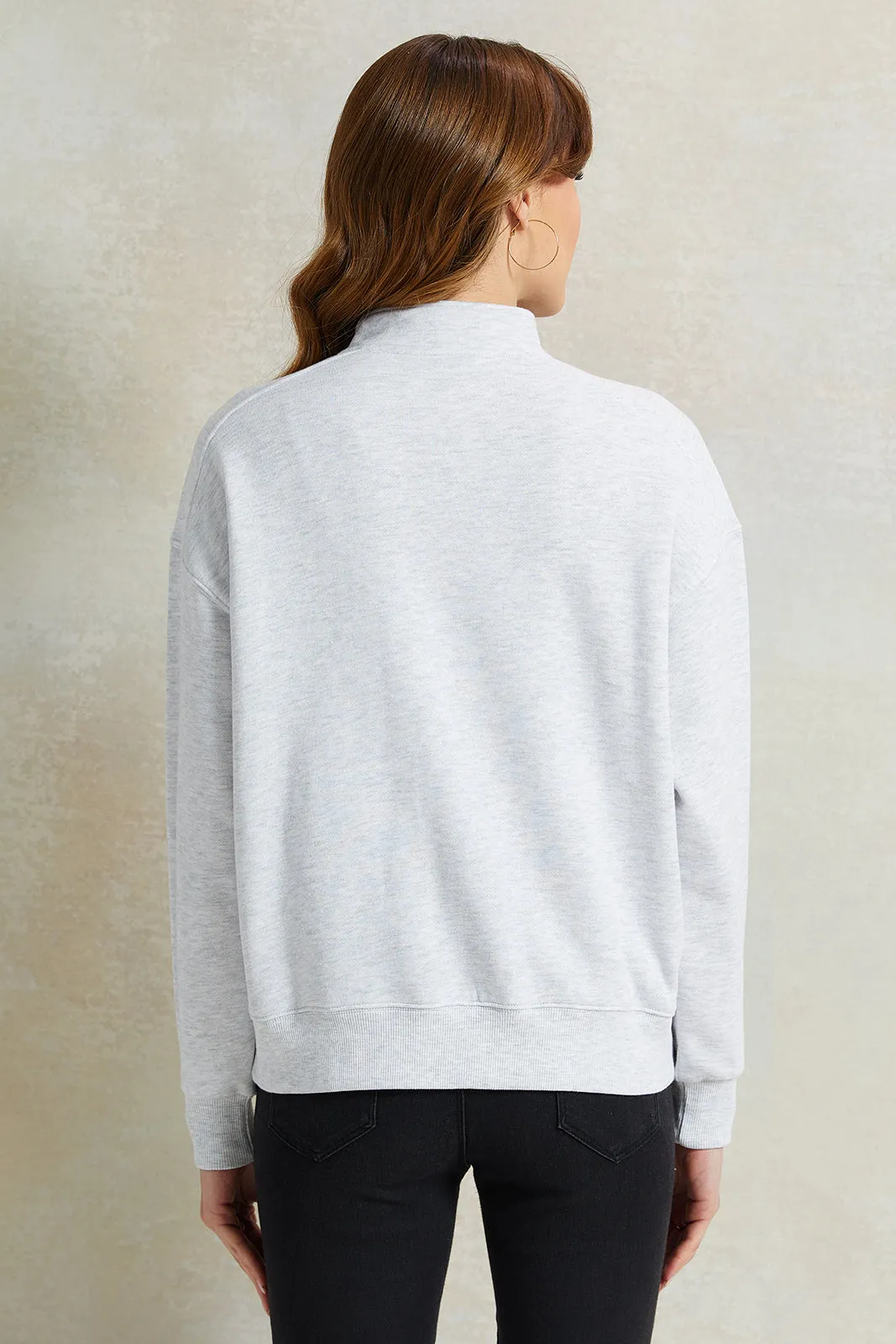 Women Grey Printed Sweatshirt