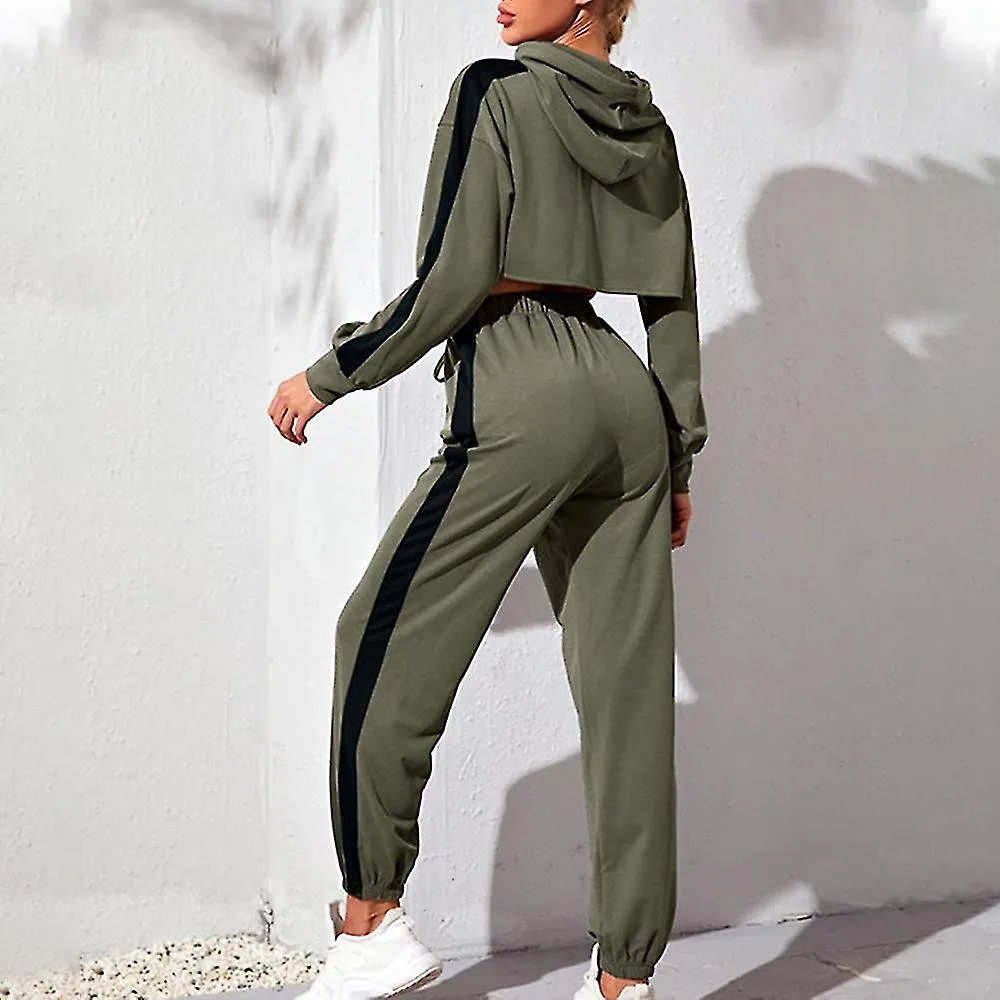 Hooded Crop Top and Jogger Set for Women