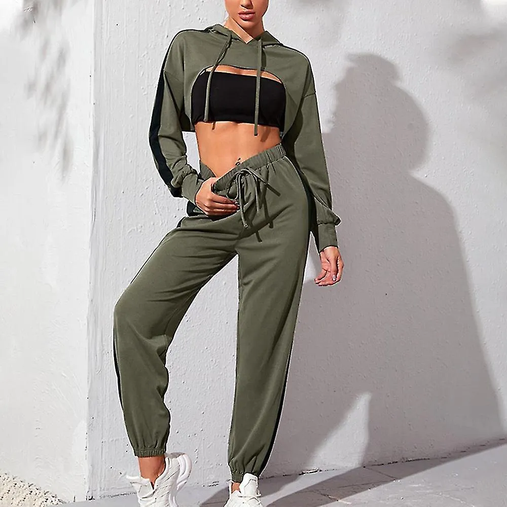 Hooded Crop Top and Jogger Set for Women